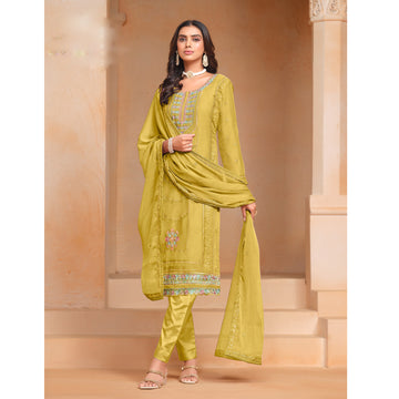 Indian Traditional Wear Organza Chiffon Embroidery Work Salwar Kameez Pant Suits