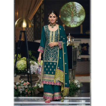 Ramdan Eid Special Chinon With Heavy Emboidery Work Salwar Kameez Plazzo Suit With Designer Dupatta