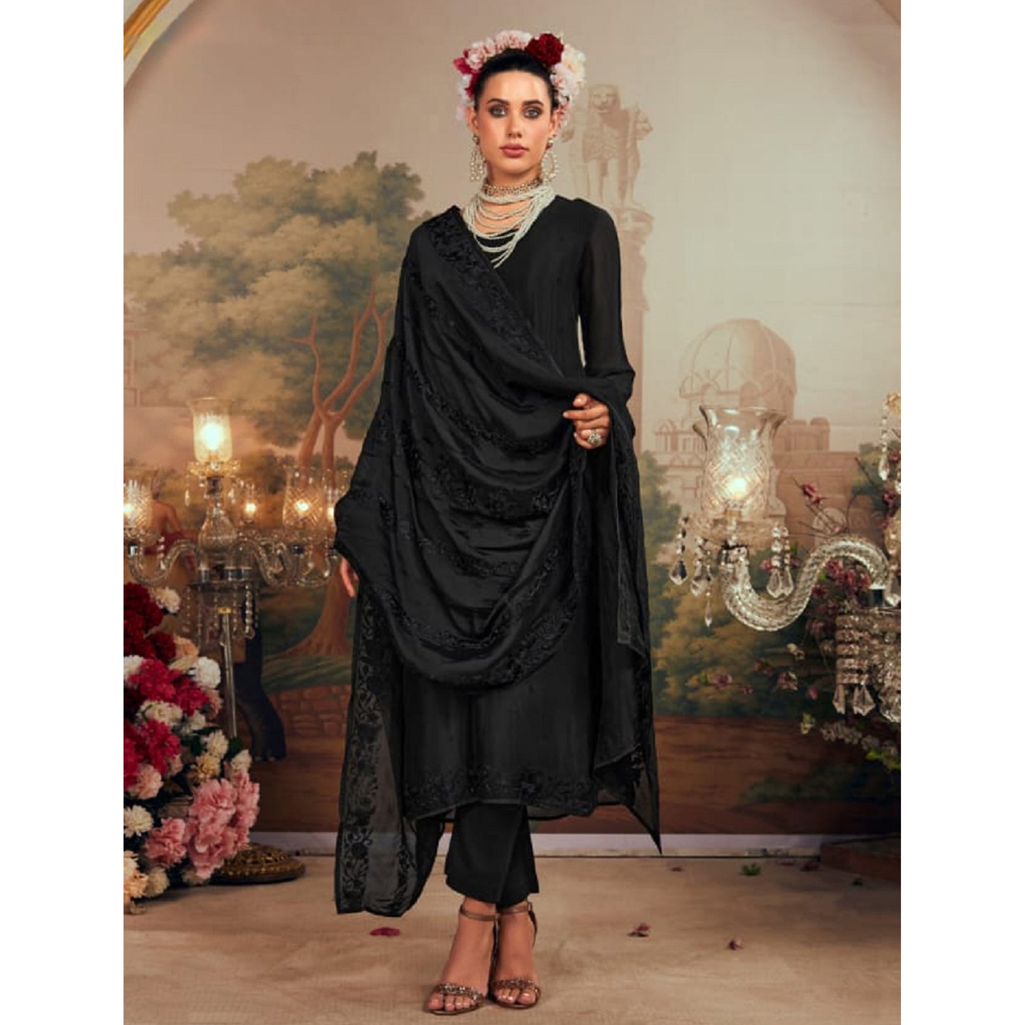 Pakistani Nikah Wear Heavy Embroidery Work Salwar Kameez Pant Suits