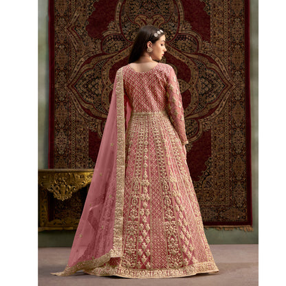 Pakistani Roka Nikah Wear Santoon Fabric & Embroidery Work Anarkali Gown Suit