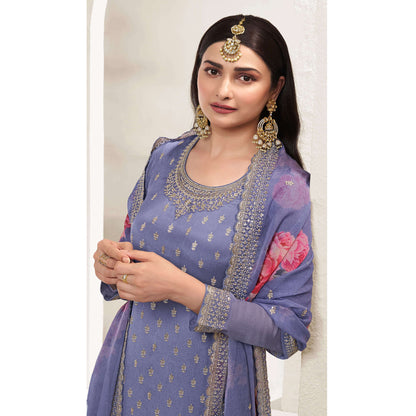 Special Designer Embroidery Work Salwar Kameez Plazzo Suit With Digital Printed Dupatta