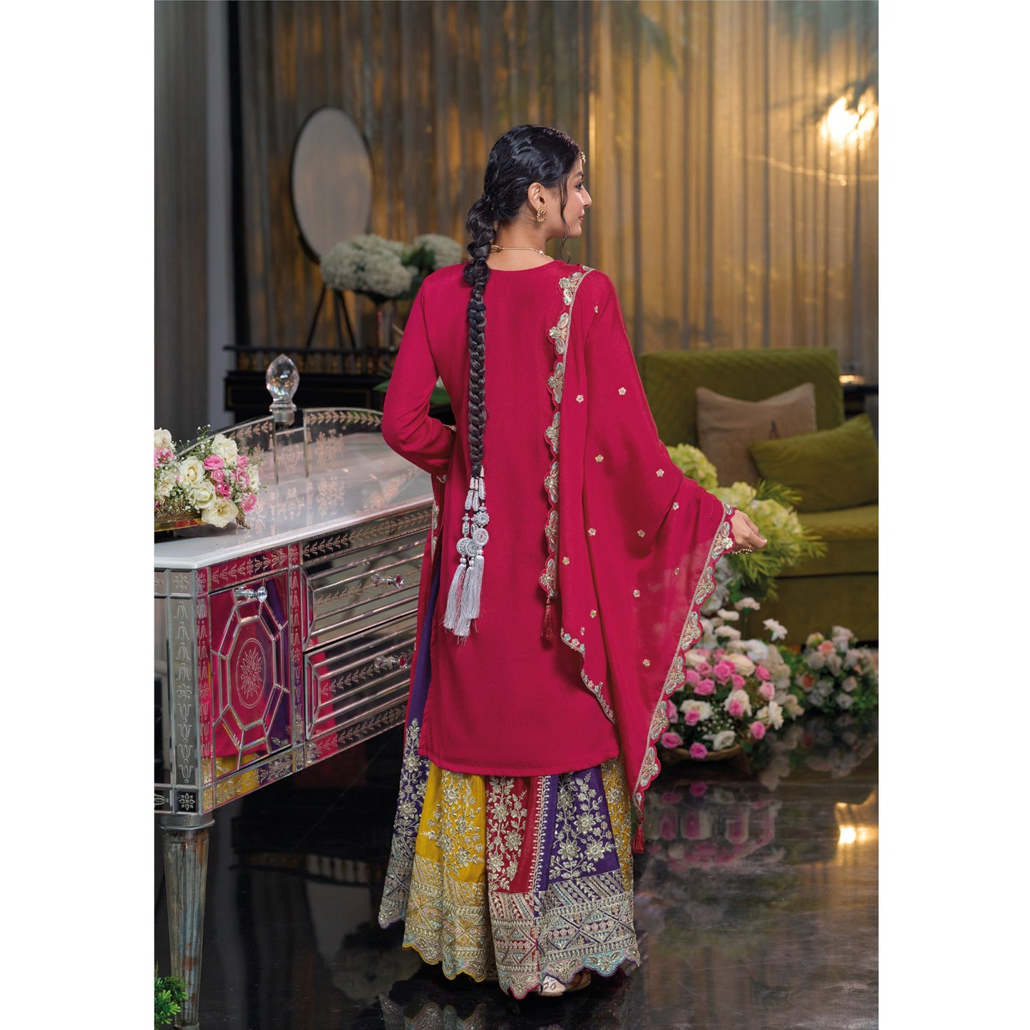 Pakistani Designer Wedding Special Heavy Chinon With Embroidery Work Salwar Kameez Skirt Suit