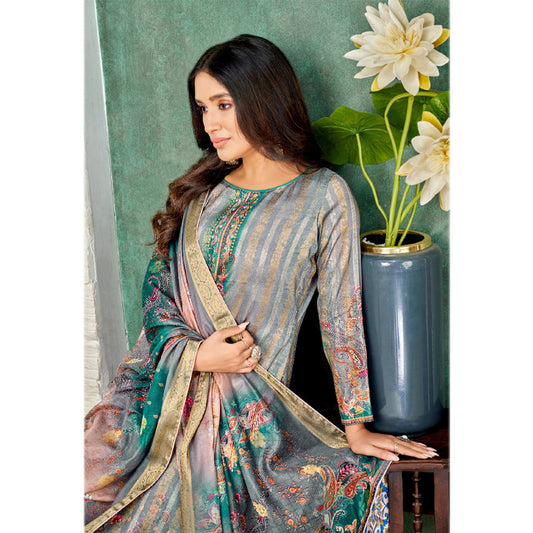 Women's Wear Beautiful Jacquard Designer & Printed Work Salwar Kameez Plazzo Pant Suit