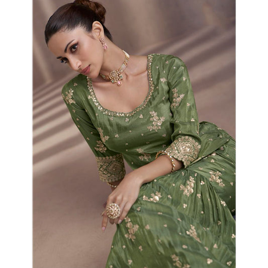 Eid Ramdan Special Chinon Silk Heavy Embroidery Work Salwar Kameez Plazzo Suit