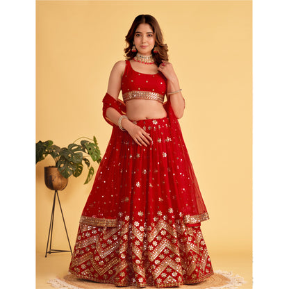 Pakistani Designer Roka Nikah Wear Georgette Fabric Lehenga Choli Suit With Net Dupatta