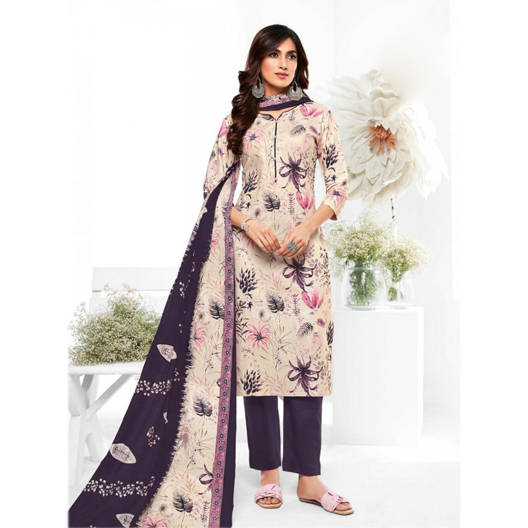 Beautiful Design Digital Print Work Cotton Fabric Salwar Kameez Plazzo Pant Suit