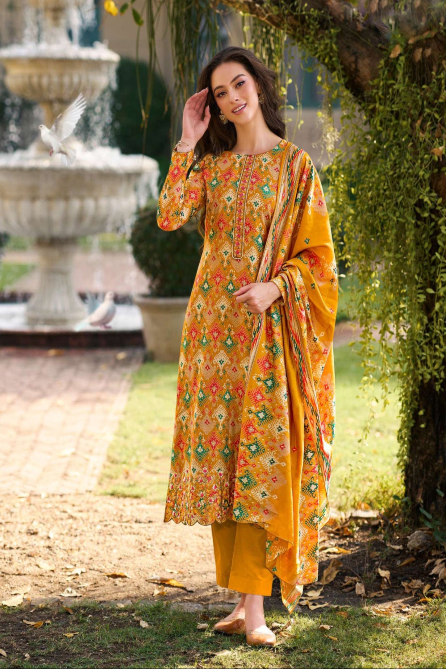 Digital Printed And Mirror Worked Event Party Wear Shalwar Kameez  Pant Suit's