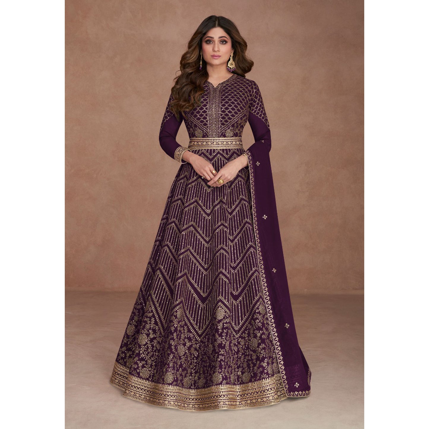 Roka Nikah Party Wear Heavy Embroidery Worked Anarkali Stylish Gown Suits