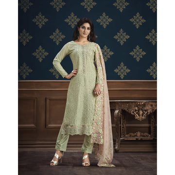 Chinon Fabric Traditional Style Stitched Salwar Kameez Trouser Pant Suits