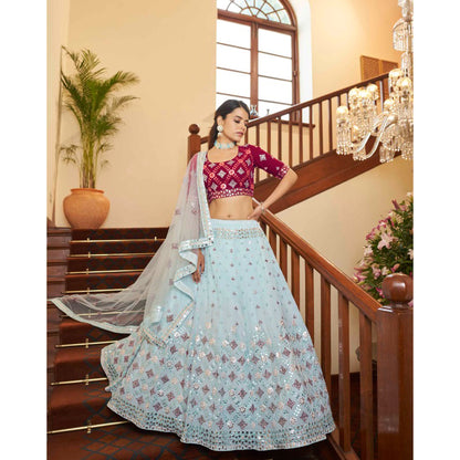 Indian Designer Ready To Wear Lehenga Choli Heavy Embroidery Sequence Work Wedding Wear Skirt