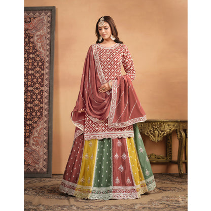 Pakistani Roka Wear Thread Embroidery Work Salwar Kameez Lehenga Suits