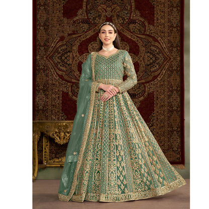 Pakistani Roka Nikah Wear Santoon Fabric & Embroidery Work Anarkali Gown Suit