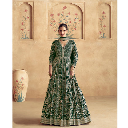 Indian Wedding Designer Heavy Georgette Fabric Party Wear Anarkali Gown Suit