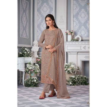 Pakistani Designer Heavy Embroidery Work & Santoon Silk Shalwar Kameez Pant Suit