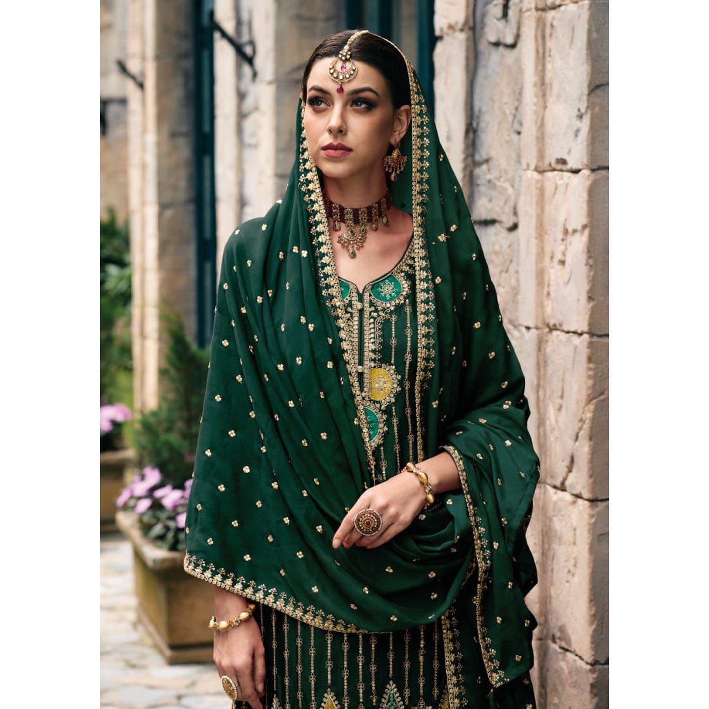 Gorgeous Designer Heavy Chinon With Embroidery Work Salwar Kameez Plazzo Suit