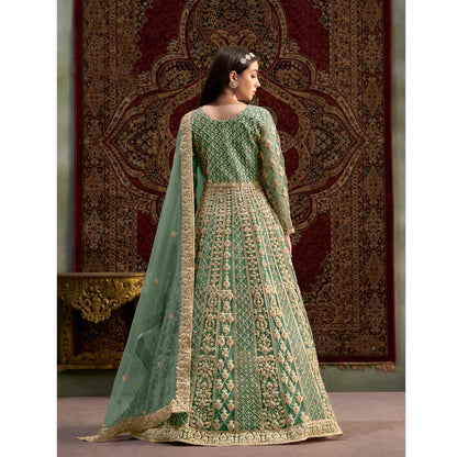 Pakistani Roka Nikah Wear Santoon Fabric & Embroidery Work Anarkali Gown Suit