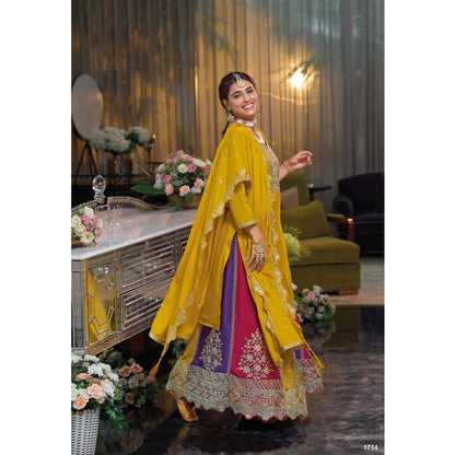 Pakistani Designer Wedding Special Heavy Chinon With Embroidery Work Salwar Kameez Skirt Suit