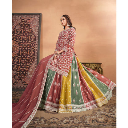 Pakistani Roka Wear Thread Embroidery Work Salwar Kameez Lehenga Suits