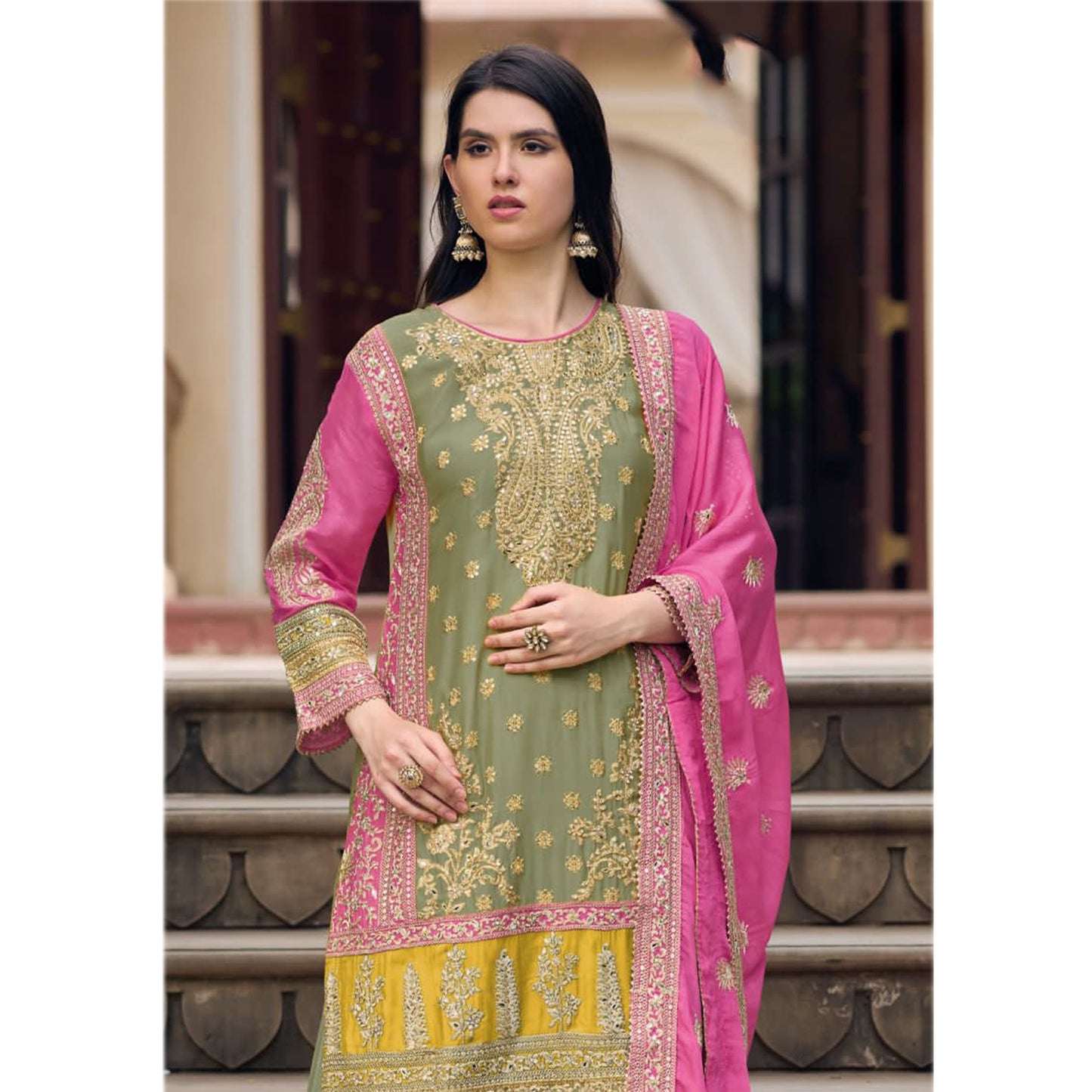 Indian Designer Beautiful Wedding Reception Wear Salwar Kameez Palazzo Suits