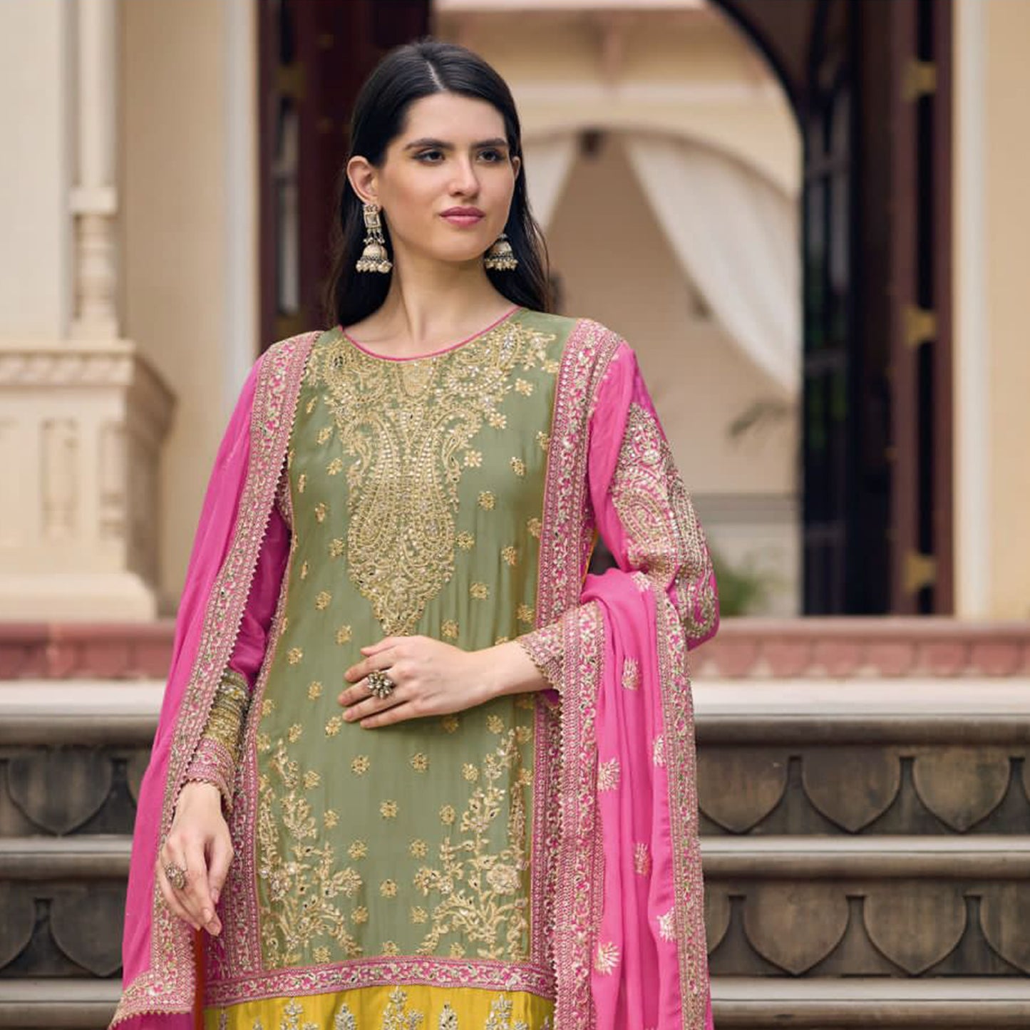 Indian Designer Beautiful Wedding Reception Wear Salwar Kameez Palazzo Suits