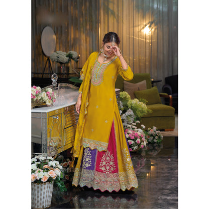 Pakistani Designer Wedding Special Heavy Chinon With Embroidery Work Salwar Kameez Skirt Suit