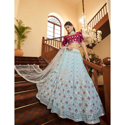 Indian Designer Ready To Wear Lehenga Choli Heavy Embroidery Sequence Work Wedding Wear Skirt