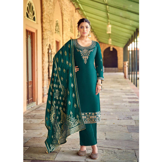 Indian Pakistani Wear Viscose Jacquard Dupatta With Piping Lace Salwar Kameez Palzzo - Pant Suit's