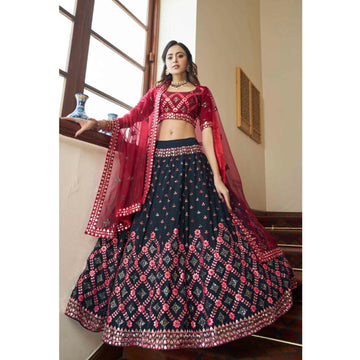 Indian Designer Ready To Wear Lehenga Choli Heavy Embroidery Sequence Work Wedding Wear Skirt