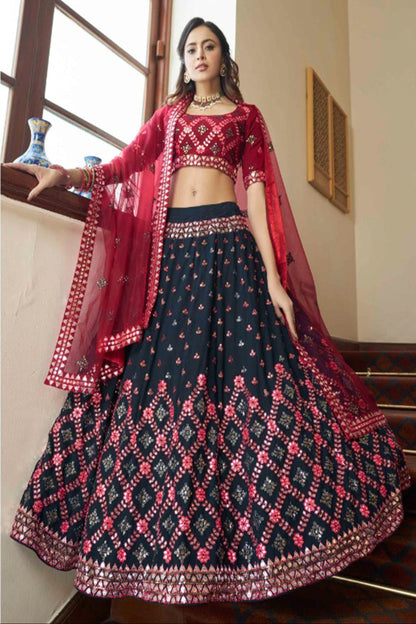 Indian Designer Ready To Wear Lehenga Choli Heavy Embroidery Sequence Work Wedding Wear Skirt