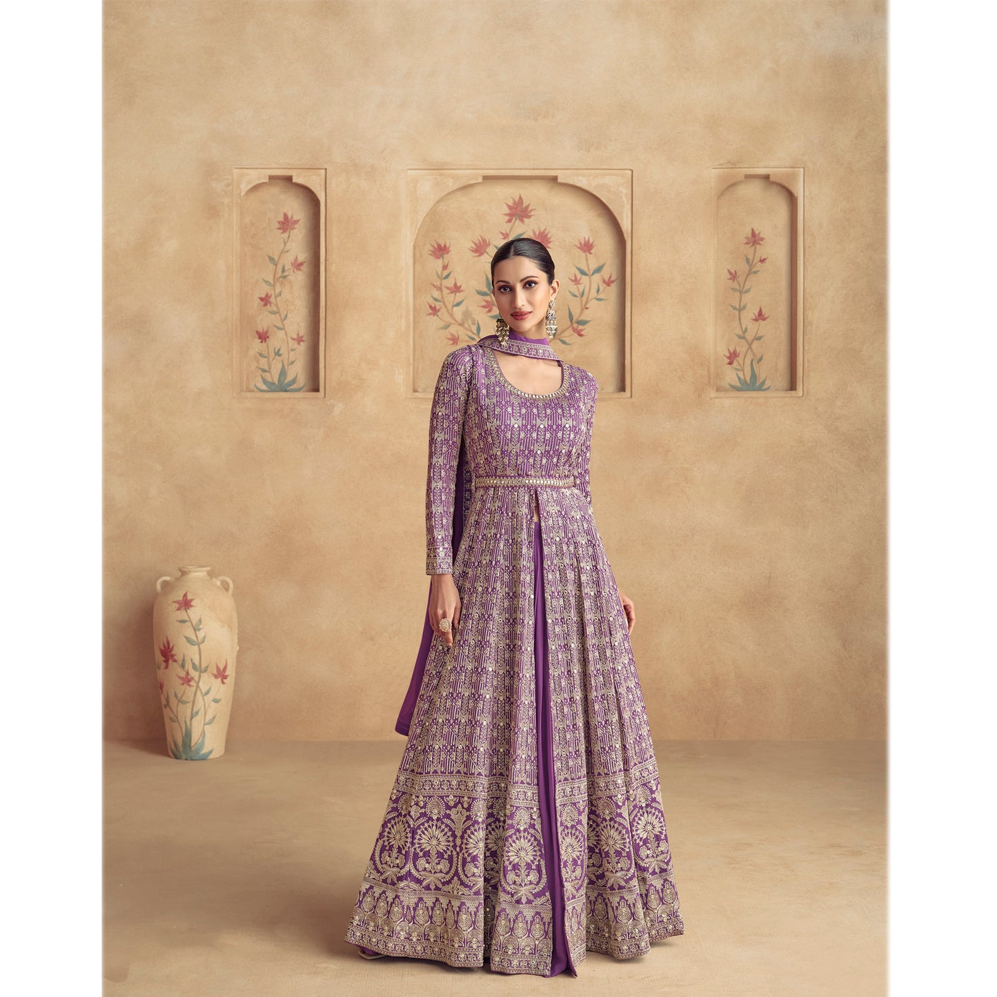 Indian Wedding Designer Heavy Georgette Fabric Party Wear Anarkali Gown Suit