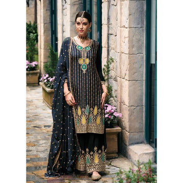 Gorgeous Designer Heavy Chinon With Embroidery Work Salwar Kameez Plazzo Suit