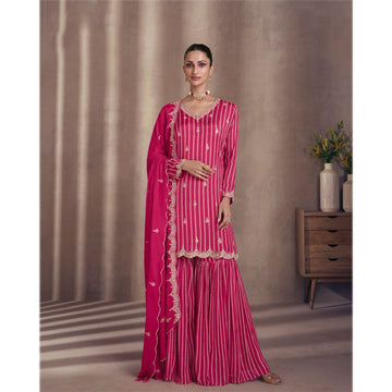 Reception Wear Heavy Embroidery Work Salwar Kameez Palazzo Suit's