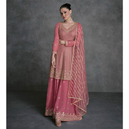 Pakistani Roka Nikah Wear Salwar Kameez Palazzo Suit's With Embroidery Worked Dress