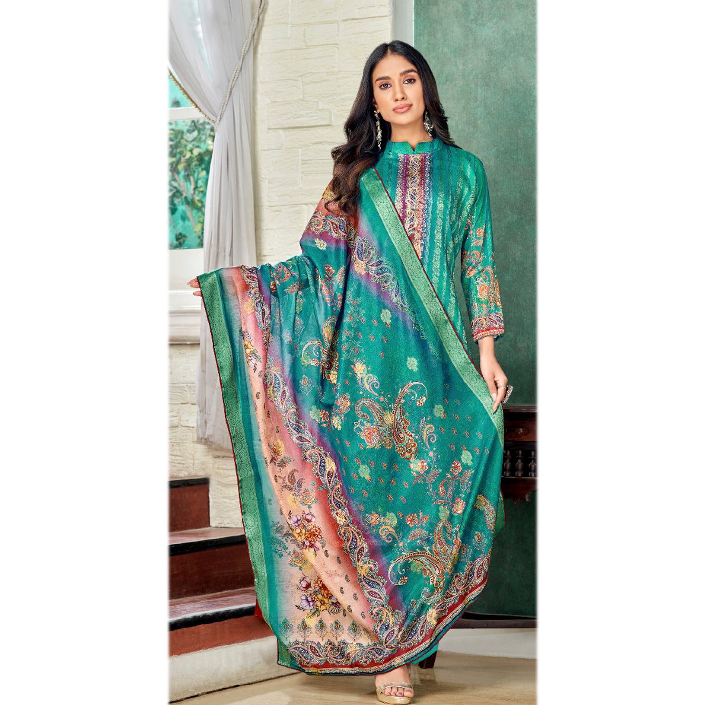 Women's Wear Beautiful Jacquard Designer & Printed Work Salwar Kameez Plazzo Pant Suit