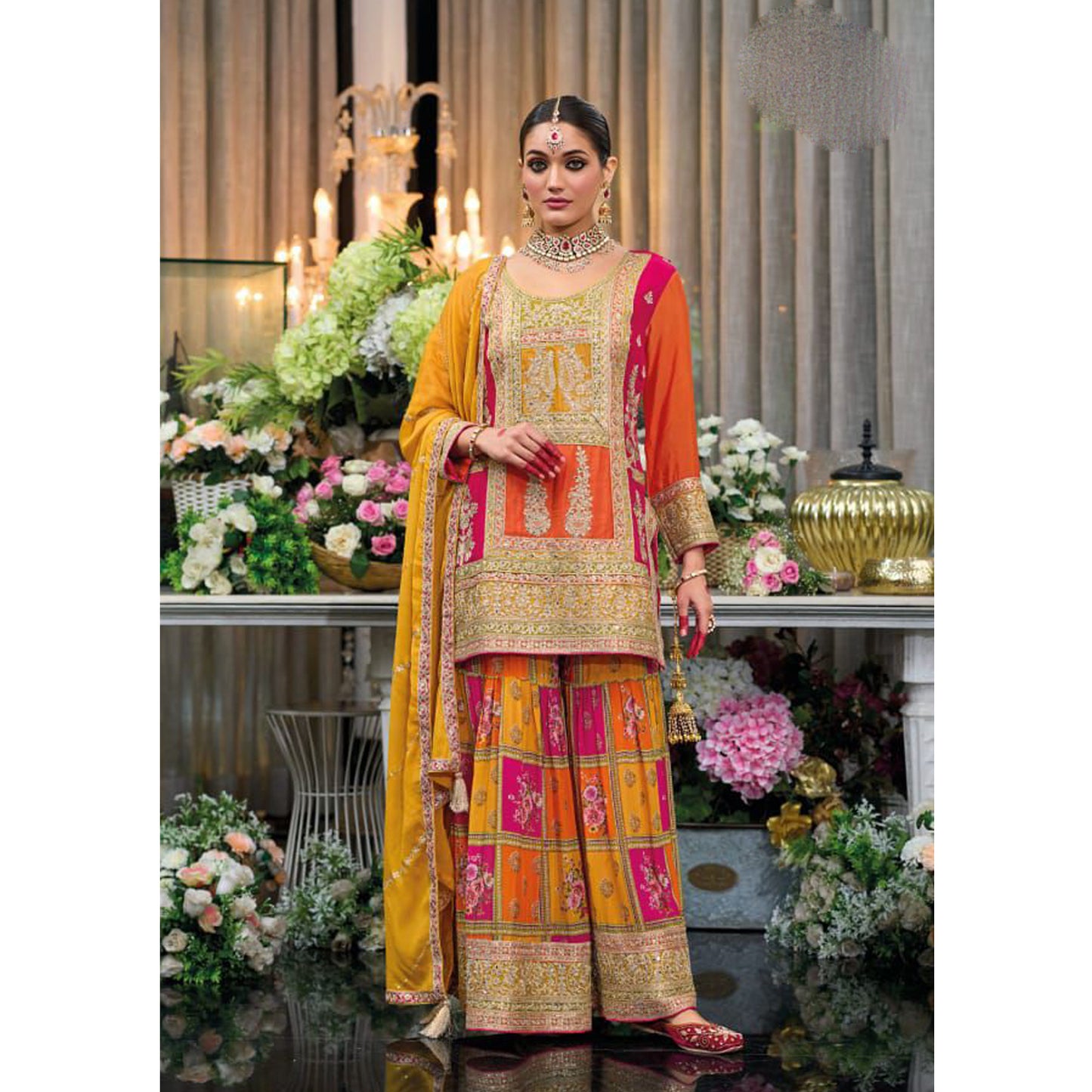 Trendy Designer Heavy Chinon With Embroidery Work Salwar Kameez Sharara Plazzo Suit