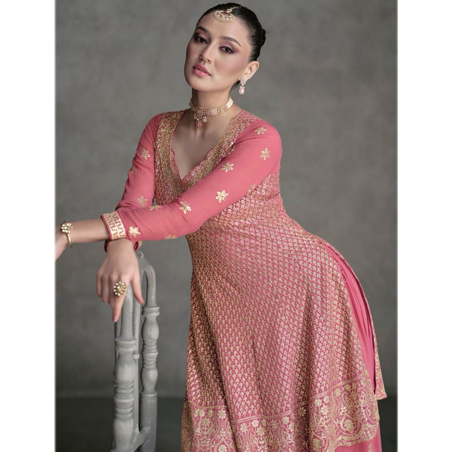 Pakistani Roka Nikah Wear Salwar Kameez Palazzo Suit's With Embroidery Worked Dress