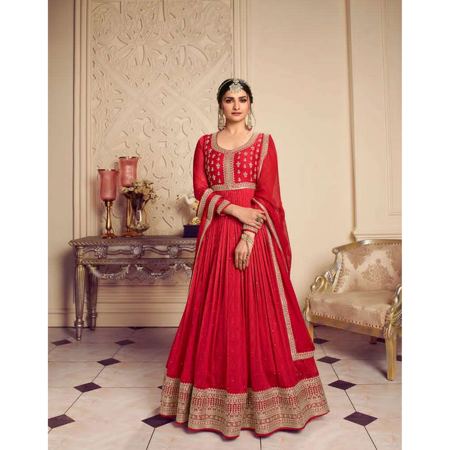 Indian Designer Heavy Embroidery Work & Sequence Anarkali Gown Suit