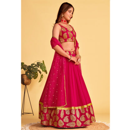 Pakistani Designer Roka Nikah Wear Georgette Fabric Lehenga Choli Suit With Net Dupatta