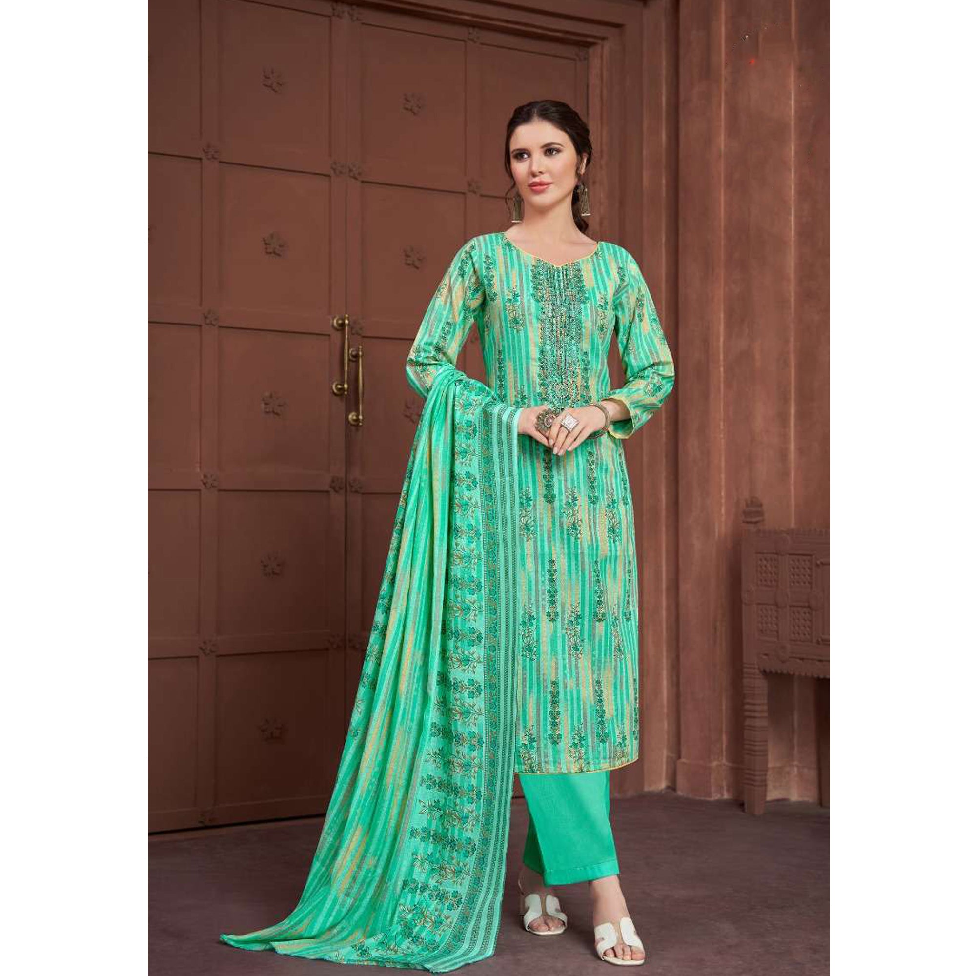 Imperial Embroidered Work  Women Wear Salwar Kameez Palazzo-Pant Suits