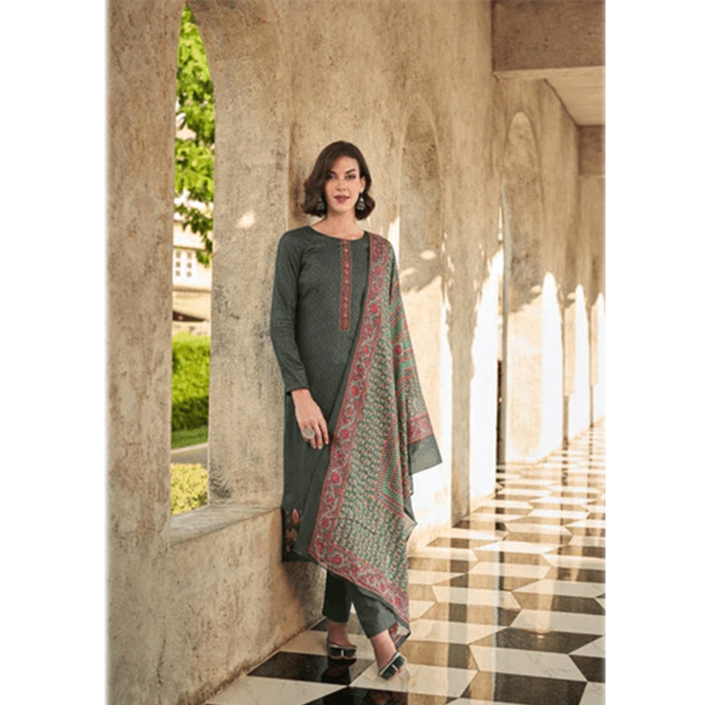 Trendy Designer Digital Print & Heavy Embroidery Work Pure Cotton Fabric Salwar Kameez Pant Suit