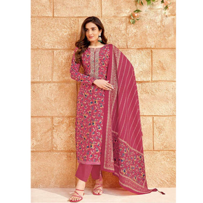 Pakistani Designer Foil Printed With Neck Embroidery Work Salwar Kameez Plazzo Pant Suits