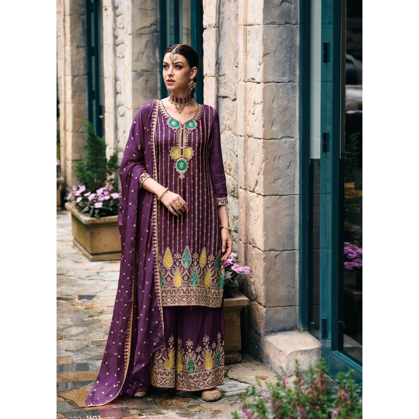 Gorgeous Designer Heavy Chinon With Embroidery Work Salwar Kameez Plazzo Suit