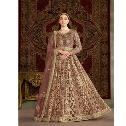 Pakistani Roka Nikah Wear Santoon Fabric & Embroidery Work Anarkali Gown Suit