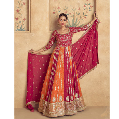 Indian Wedding Designer Heavy Georgette Fabric Party Wear Anarkali Gown Suit