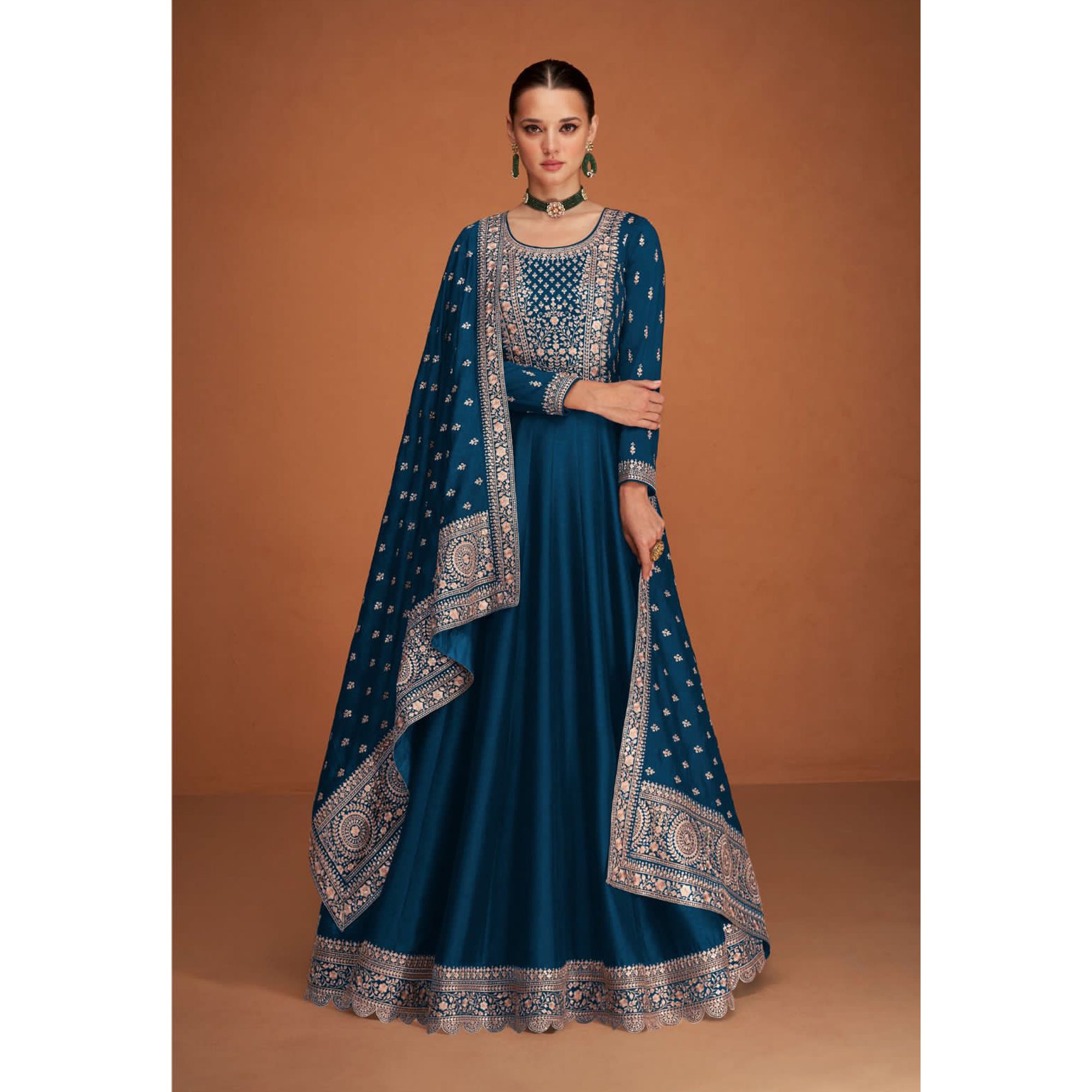 Eid Wear Embroidery Work Anarkali Gown Suits