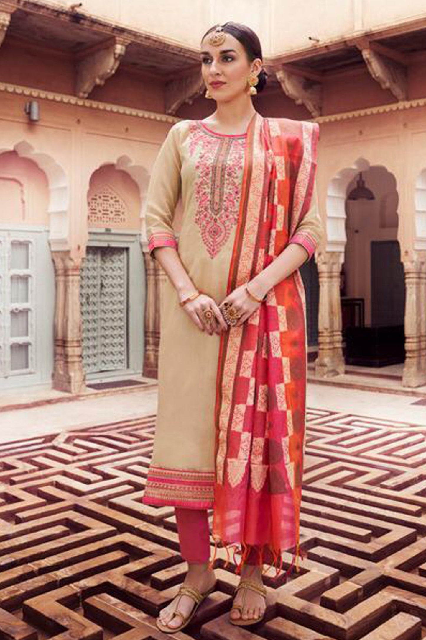 Eid Special Designer Banarasi Silk Cotton Fabric Salwar Kameez Suits