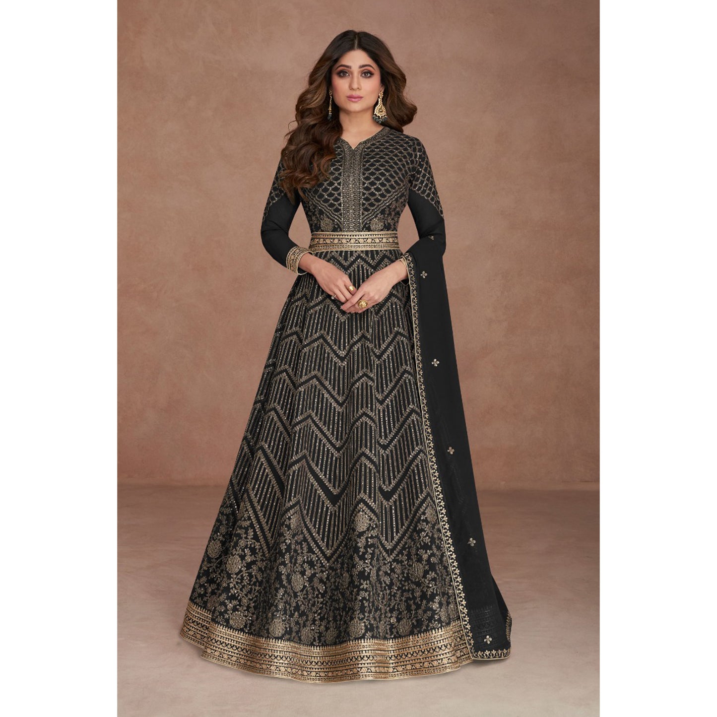 Roka Nikah Party Wear Heavy Embroidery Worked Anarkali Stylish Gown Suits