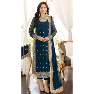 Stylish Designer Heavy Georgette With Sequence Work Shalwar Kameez Pant Suits