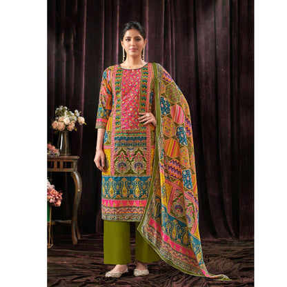 Gorgeous Designer Digital Printed & Mirror Work  Salwar Kameez Plazzo Pant Suit With Dupatta