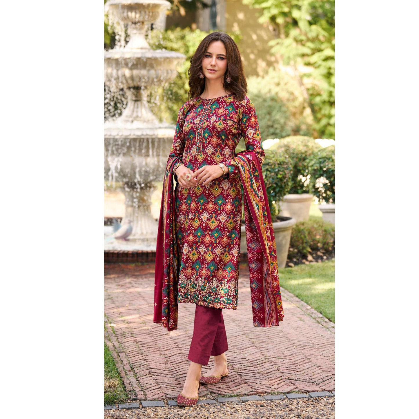 Digital Printed And Mirror Worked Event Party Wear Shalwar Kameez  Pant Suit's